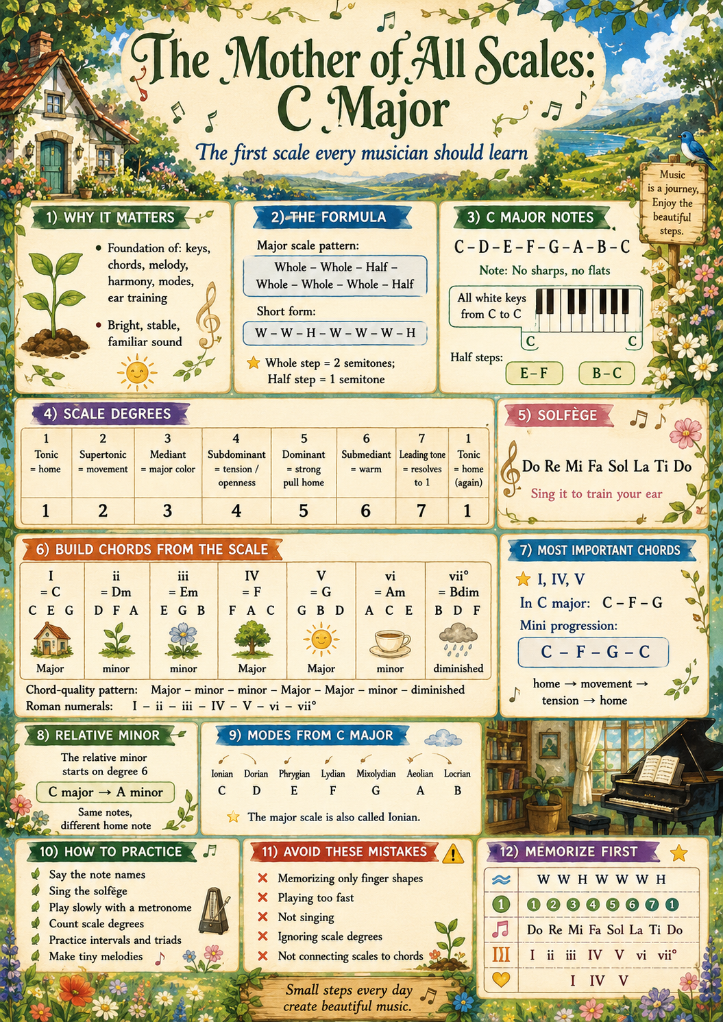 Treble Clef Quick Reference Sheet